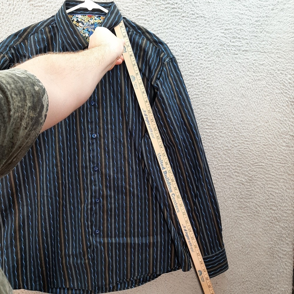 Luchiano Visconti Shirt Adult Large Multicolor Striped Flip Cuff Preppy Casual - Picture 5 of 11
